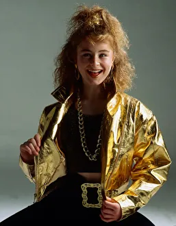 Michelle Watt modelling gold jacket November 1989 Michelle Watt modelling gold jacket November 1989