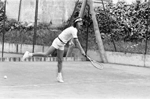 Images Dated 22nd April 1976: Mick Jagger takes time out to relax in the South of France by playing tennis with fellow