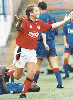Middlesbrough player John Hendrie celebrates a goal against Southend. 22nd August 1994 Middlesbrough player John Hendrie celebrates a goal against Southend. 22nd August 1994