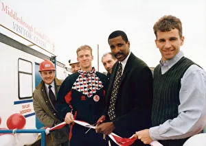 Middlesbrough players Robbie Mustoe and Chris Morris plus assistant manger Viv Anderson Middlesbrough players Robbie Mustoe and Chris Morris plus assistant manger Viv Anderson