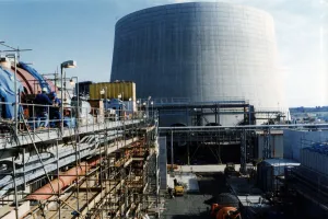 The mighty Enron cooling tower serves as a perfect backdrop to the huge A¿800 Million The mighty Enron cooling tower serves as a perfect backdrop to the huge A¿800 Million