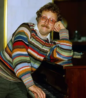 Mike Harding British comedian at piano November 1984 Mike Harding British comedian at piano November 1984