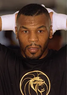 Mike Tyson in training for the World Title fight against Frank Bruno Mike Tyson in training for the World Title fight against Frank Bruno