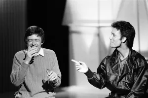 Mike Yarwood filming his Thames TV Christmas show with Cliff Richard. 11th December 1984 Mike Yarwood filming his Thames TV Christmas show with Cliff Richard. 11th December 1984