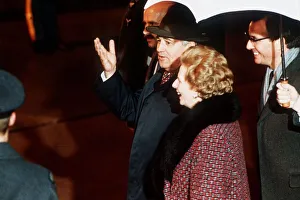 Mikhail Gorbachev at Heathrow Airport with Prime Minister Margaret Thatcher April Mikhail Gorbachev at Heathrow Airport with Prime Minister Margaret Thatcher April