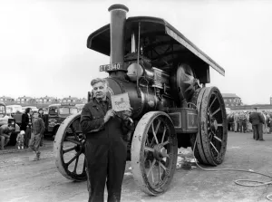 Milburn Stafford with his prize-winning 1920 steam road locomotive on 4th June 1984 at Milburn Stafford with his prize-winning 1920 steam road locomotive on 4th June 1984 at