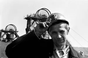 Miner at the pithead at the Darlington Colliery. PM 81-03527 Miner at the pithead at the Darlington Colliery. PM 81-03527