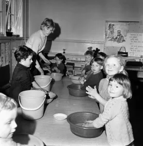 Mrs. Diana Yeomans at Strensall Village School Print, November 1969