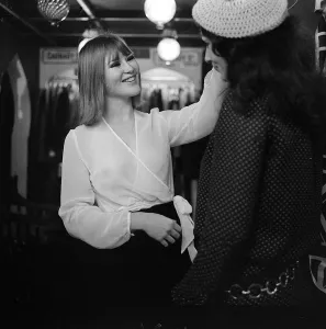 60s Fashion Trends Prints: Fashion - Carnaby Street Shop - Feb 1968 A shop assistant wearing a see through