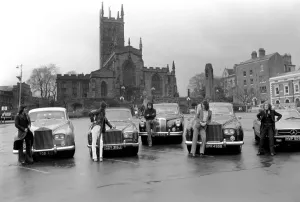 00048 Prints: Slade Pop Group Print: January 1975 Photo of Slade in front of luxury cars