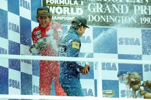 Prints of European Grand Prix at Donington 11th April 1993. l-r Damon Hill and Ayrton Senna on the podium. watscan - - 26/01/2010 Mirror Prints: European Grand Prix at Donington 1993 Print