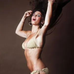 Caroline Munro in Gold Bikini Print 1983