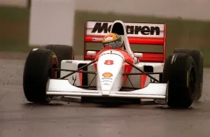 Prints of Formula 1 Sega European Grand Prix April 1993 Donington Park Ayrton Senna in his Mcaren number 8 car, sponsored by Shell Mirror Prints: Ayrton Senna at Donington Park 1993 Print