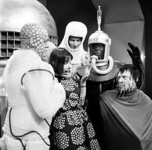 Prints of Verity Lambert on the set of Doctor Who, where The Beasts from UGH (United Galactic Headquarters) was being filmed. Producer Verity is scared by her own creations. 6th August 1965 Mirror Prints: Verity Lambert on Doctor Who Set, 6th August 1965 Print (00544)