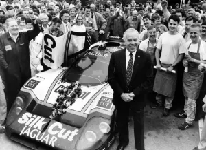 Sir John Egan with 1988 Le Mans Winner Print