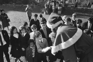 Santa Claus Arrives by Helicopter at Pestalozzi Village Print 1962