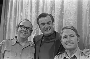 Eddie Braben with Morecambe and Wise, BBC Television Centre Print