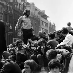 Youths in Piccadilly Circus, London Print 1969