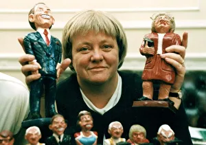 Mo Mowlam MP holding figurine of herself December 1997 and Prime Minister Tony Blair Mo Mowlam MP holding figurine of herself December 1997 and Prime Minister Tony Blair