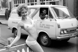 Model Carolyn Wright seen here on the streets of London modelling the 1975 Summer Model Carolyn Wright seen here on the streets of London modelling the 1975 Summer