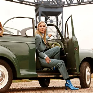 Model poses in a Morris Minor Tourer at the Finnieston Crane. 22nd October 1996 Model poses in a Morris Minor Tourer at the Finnieston Crane. 22nd October 1996
