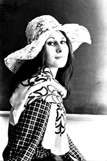 A model posing with a floppy hat in April 1971 A model posing with a floppy hat in April 1971