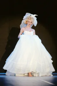 Model Sara Stockbridge pictured on the catwalk during Vivienne Westwood fashion show at Model Sara Stockbridge pictured on the catwalk during Vivienne Westwood fashion show at