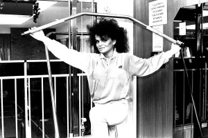 A model wearing sports clothing in September 1983 A model wearing sports clothing in September 1983