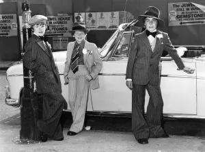 Modelling Bugsy Malone fashions, John Maunsell aged 12, (left Modelling Bugsy Malone fashions, John Maunsell aged 12, (left