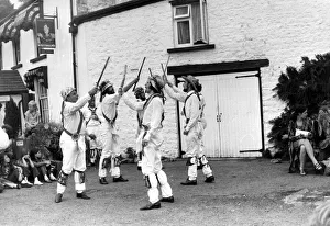 Morris dancers performing outside the George Inn at St Briavels during the Forest Of Dean Morris dancers performing outside the George Inn at St Briavels during the Forest Of Dean