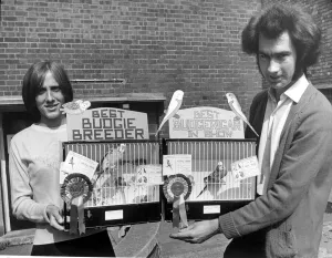Mr Barrie Smith and his wife Sandra(Left) with their winning birds in the Rugby Bird Show Mr Barrie Smith and his wife Sandra(Left) with their winning birds in the Rugby Bird Show