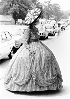 Mrs Gertrude Shilling at Royal Ascot with a dartboard hat creation June 1984 Mrs Gertrude Shilling at Royal Ascot with a dartboard hat creation June 1984