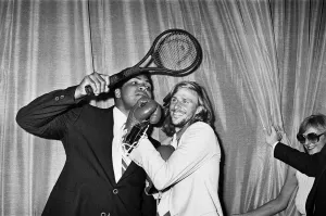 Muhammad Ali meets Bjorn Borg the reigning Wimbledon Champion. 7th July 1979 Muhammad Ali meets Bjorn Borg the reigning Wimbledon Champion. 7th July 1979