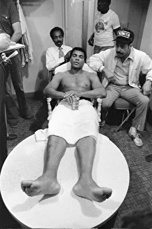 Muhammad Ali relaxing ahead of his second fight with Leon Spinks to be held at Muhammad Ali relaxing ahead of his second fight with Leon Spinks to be held at