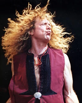 Images Dated 1st July 1995: Musician Robert Plant of Led Zepplin seen here on stage. Glastonbury Festival 1995