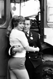Mutiny On The Buses, filming, Elstree Film Studios, Hertfordshire, 29th February 1972 Mutiny On The Buses, filming, Elstree Film Studios, Hertfordshire, 29th February 1972