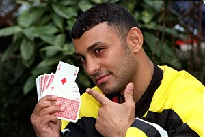 Naseem Hamed Boxing February 98 WBO Featherweight Champion of the world holding Naseem Hamed Boxing February 98 WBO Featherweight Champion of the world holding