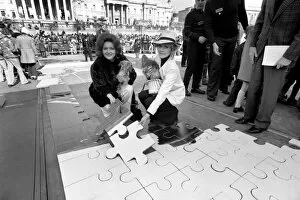 Images Dated 31st March 1975: The NCH giant jig saw campaign in Trafalgar Square March 1975 75-1709-003