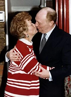 Images Dated 25th March 1992: Neil Kinnock MP and wife Glenys Kinnock MEP kiss on the occasion of their 25th wedding