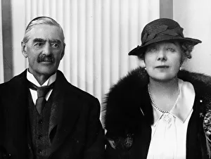 Neville Chamberlain Prime Minster with his Wife circa 1938 Neville Chamberlain Prime Minster with his Wife circa 1938