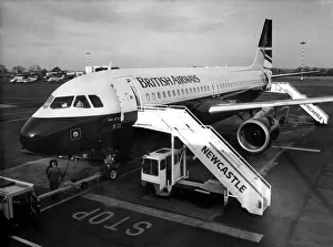 A new 50m British Airways Airbus A320 aircraft at Newcastle Airport A new 50m British Airways Airbus A320 aircraft at Newcastle Airport