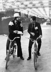 The new Ford plant at Bridgend is so large that workers use bicycles to get around The new Ford plant at Bridgend is so large that workers use bicycles to get around