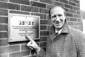 Newcastle United manager Jack Charlton unveiled a plaque to launch the new South East Newcastle United manager Jack Charlton unveiled a plaque to launch the new South East