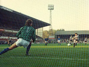 Newcastle United player Mick Quinn scores a penalty during the LEague Division Two match Newcastle United player Mick Quinn scores a penalty during the LEague Division Two match