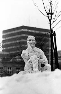 The Newcastle University Library snowman in January 1985 The Newcastle University Library snowman in January 1985