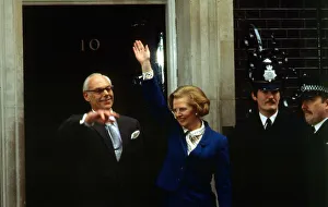 Newly elected Prime Minister Margaret Thatcher arrives at Downing Street with husband Newly elected Prime Minister Margaret Thatcher arrives at Downing Street with husband