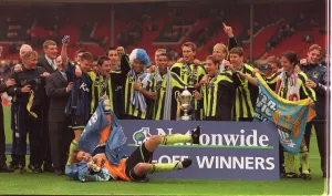 Nickky Weaver Manchester City goalkeeper celebrate after winning promotion after Nickky Weaver Manchester City goalkeeper celebrate after winning promotion after