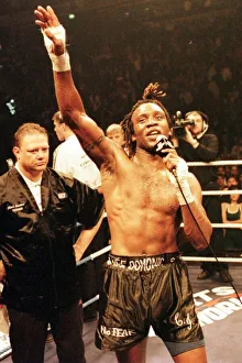 Nigel Benn addresses the crowd after loosing in WBO middleweight fight with Steve Collins Nigel Benn addresses the crowd after loosing in WBO middleweight fight with Steve Collins