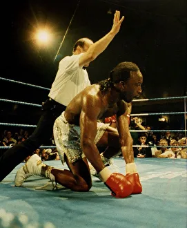 Nigel Benn boxer middleweight champion of the world during a fight Nigel Benn boxer middleweight champion of the world during a fight