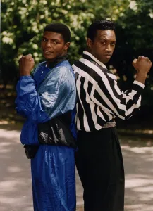 Nigel Benn Boxing standing back to back with Sugar Boy Malinga Nigel Benn Boxing standing back to back with Sugar Boy Malinga